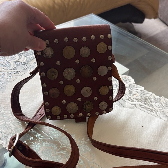 Leather coin leather saddle bag D Handbags - Leather coin leather saddle bag